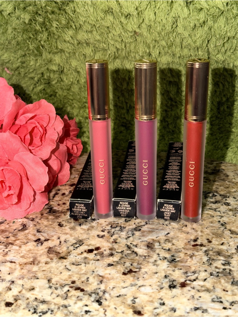 3 Gucci Liquid Matte Lipstick Set - Pink, Purple, Red-